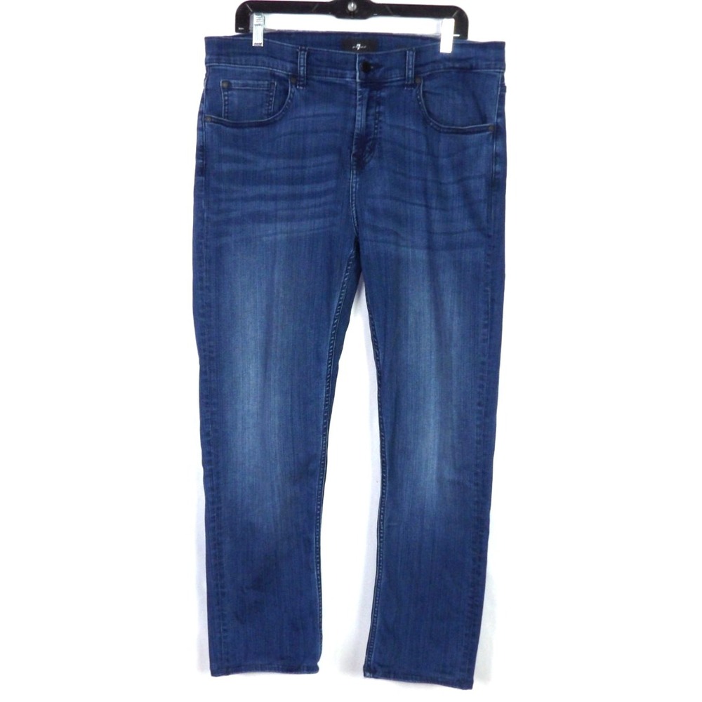 7 For All Mankind Medium Wash Stretch‎ SLIMMY Slim Straight Jeans Men's 36 X 28